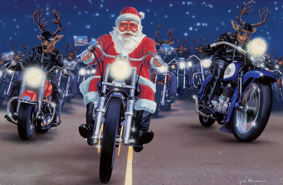 Motoblogn  Santa Rides A Motorcycle Christmas Card Collection