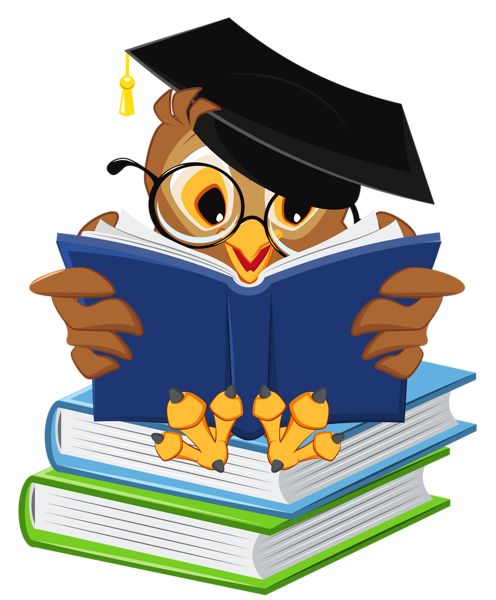 Owl With School Books Png Clipart Picture More Book Clipart Owl With