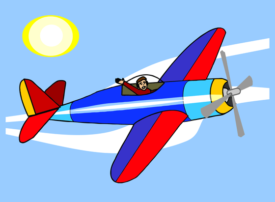 Picture Of A Small Airplane In Blue Sky With Pilot Waving