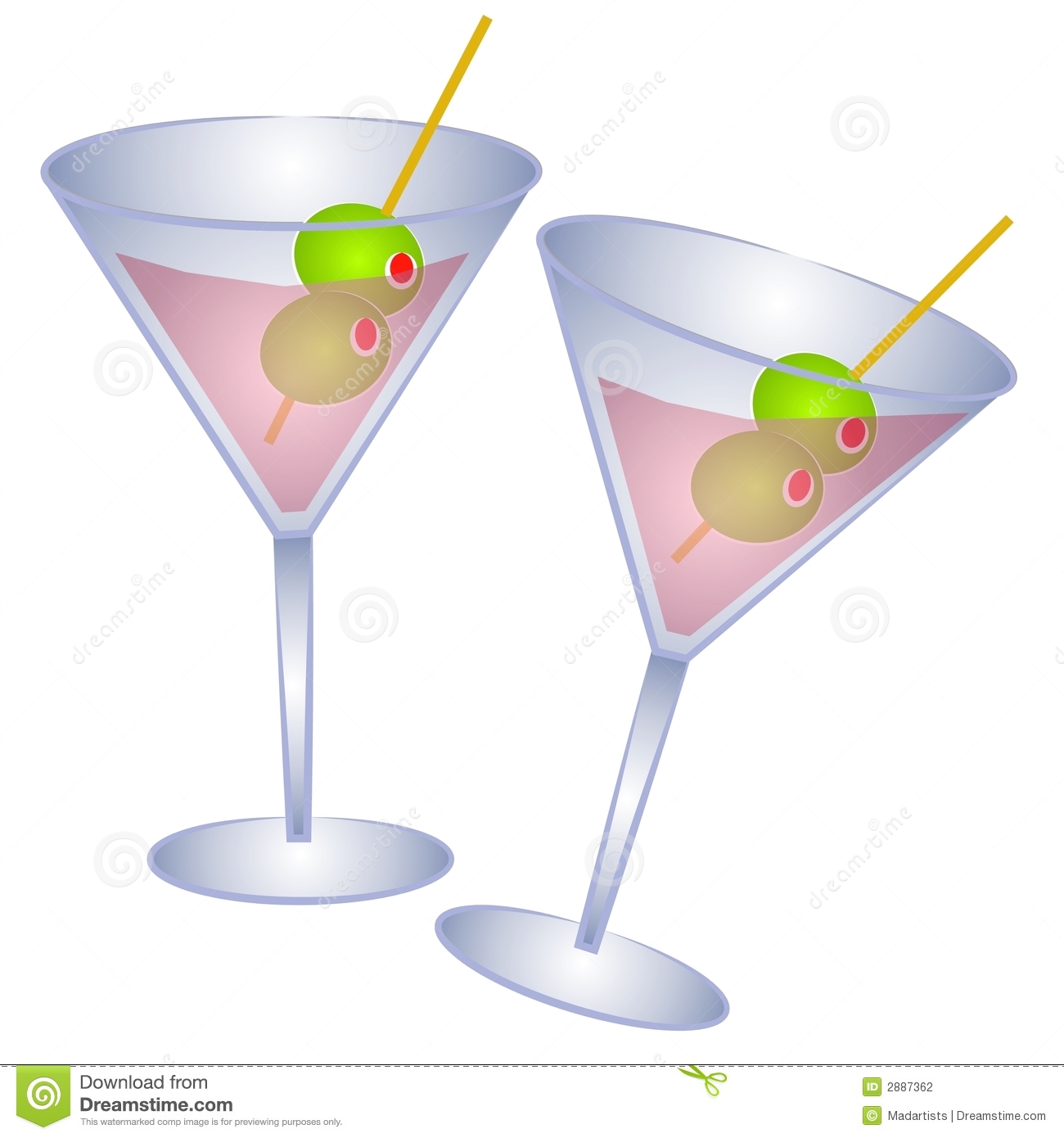 Pink Martini Glasses Olives Stock Photography   Image  2887362