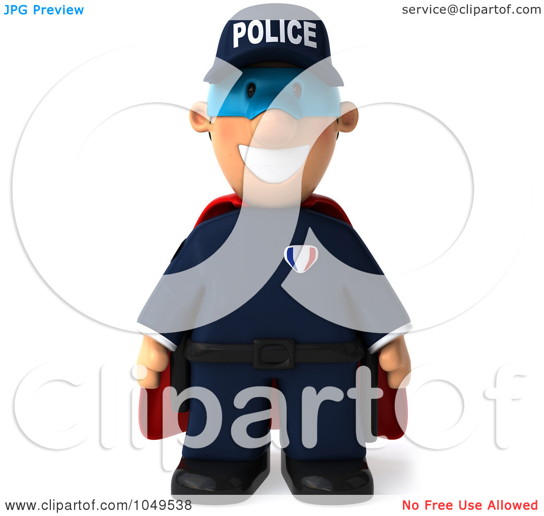 Royalty Free Rf Clip Art Illustration Of A 3d Police Man Super Hero