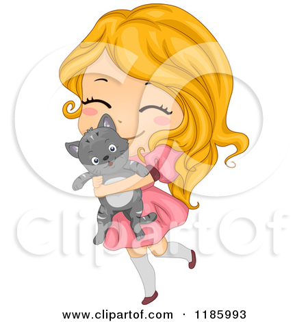 Royalty Free  Rf  Girl And Cat Clipart   Illustrations  1