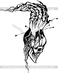 Skull Volcano Tattoo   Vector Clipart