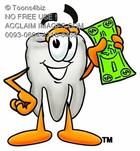 Stock Clipart Image Of A Cartoon Tooth Character With Money   Acclaim