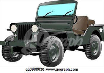 This Illustration Depicts A Us Army Jeep  Clipart Drawing Gg3988030