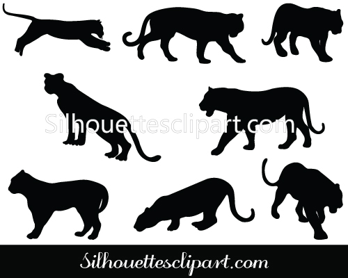 Tiger Silhouette Vector Graphics Pack