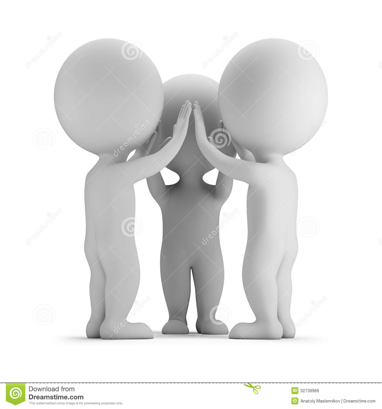 3d Small People Rejoicing Success 3d Image  White Background 
