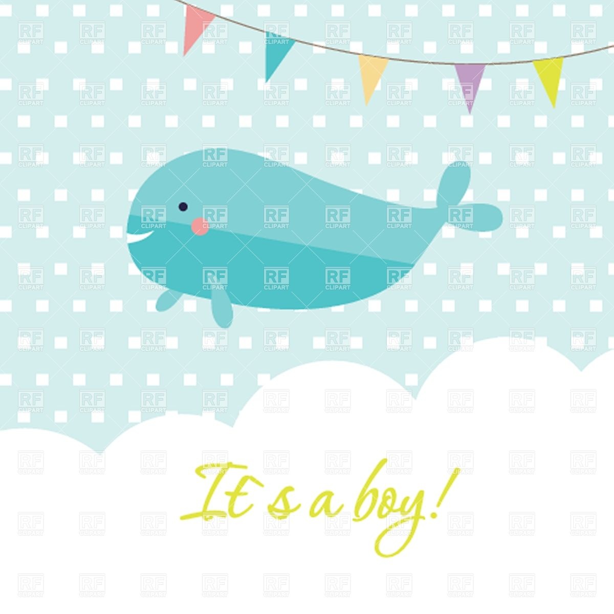 Baby Boy Shower Card With Cute Whale And Flags Download Royalty Free    
