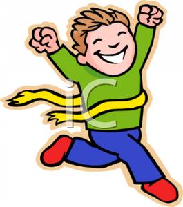 Boy Winning A Race   Royalty Free Clipart Picture