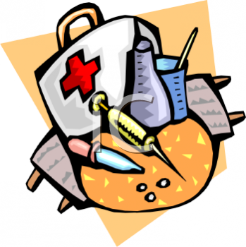 Cartoons On Medical Supplies First Aid Kit Royalty Free Clipart Image