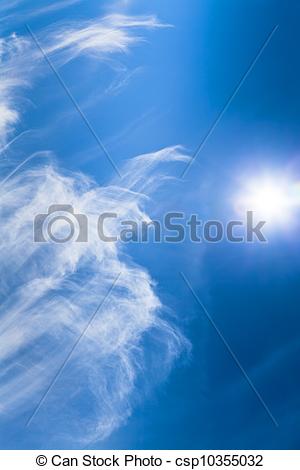 Cirrus Clouds Clipart Stock Photo   Sun And Cirrus Clouds In Blue Sky