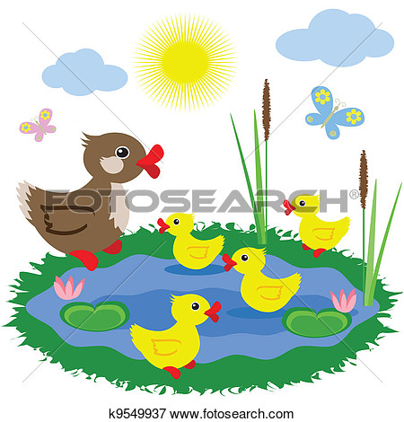 Clip Art   Pond With Ducks  Fotosearch   Search Clipart Illustration