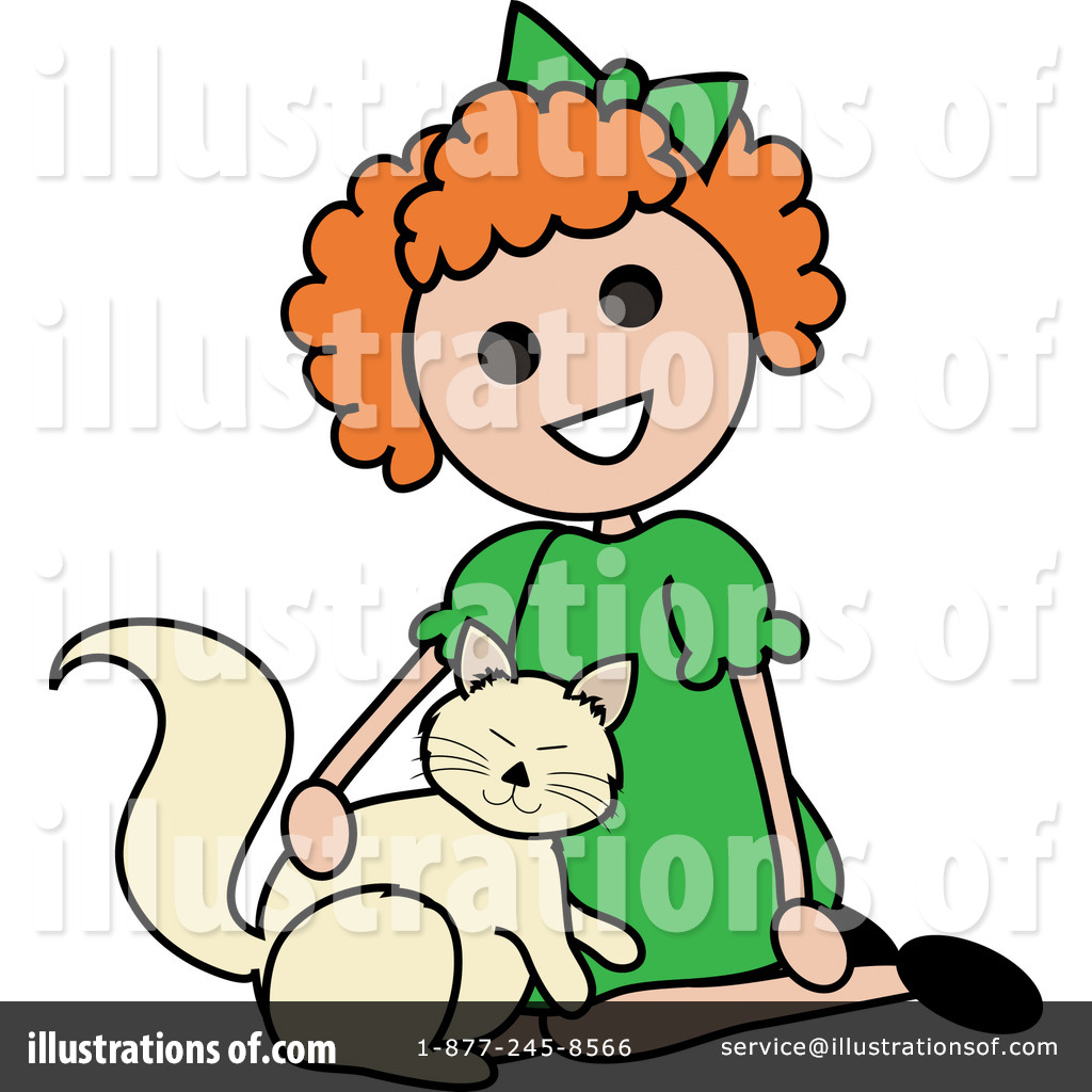 Free  Rf  Girl Petting Cat Clipart Illustration  99128 By Pams Clipart