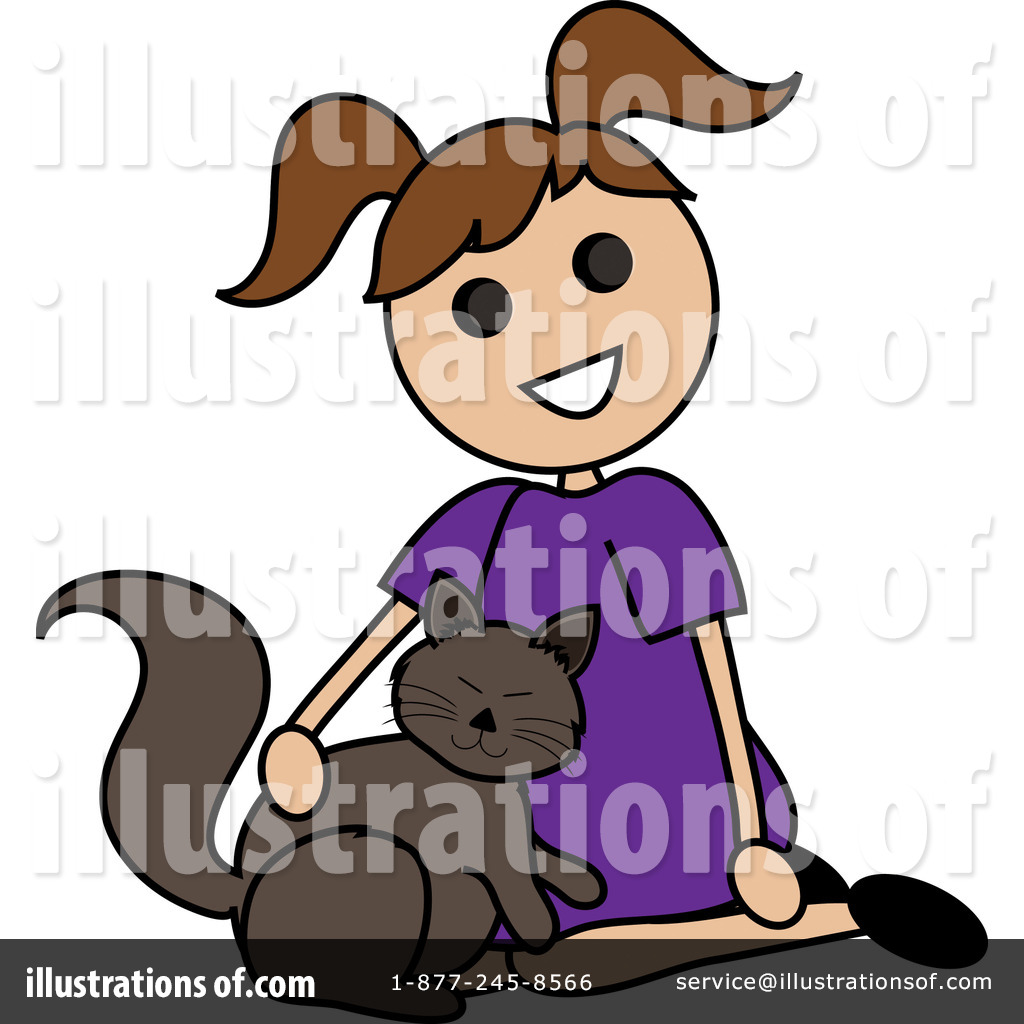 Free  Rf  Girl Petting Cat Clipart Illustration  99133 By Pams Clipart