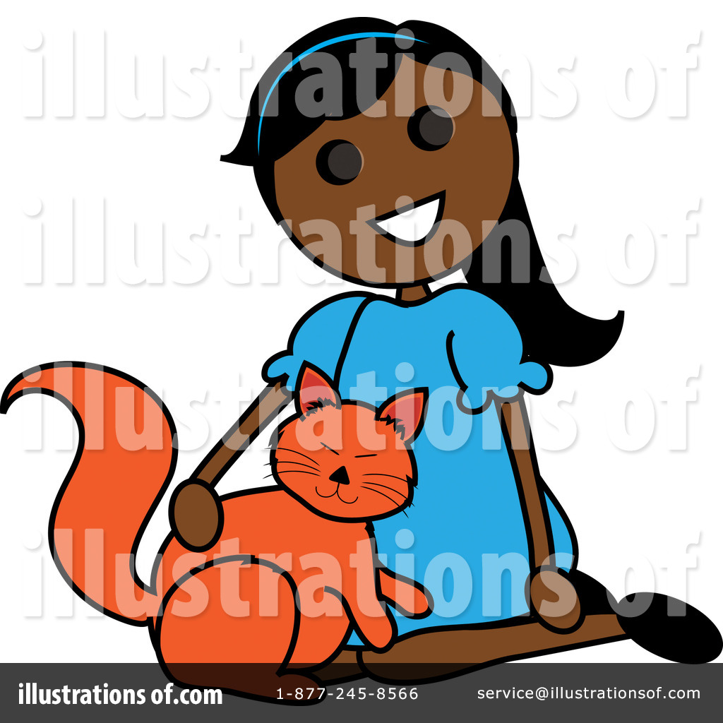 Free  Rf  Girl Petting Cat Clipart Illustration  99141 By Pams Clipart