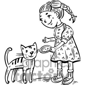 Girl Feeding Her Cat