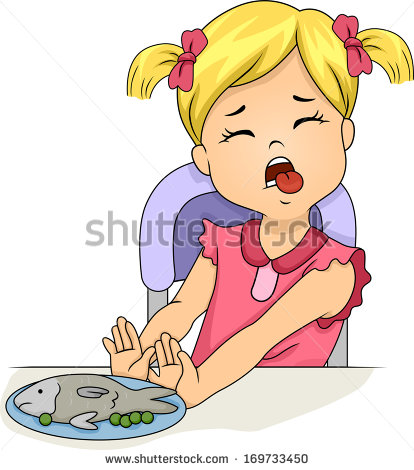     Grossed Out Little Girl Pushing Away A Plate Of Food   Stock Vector