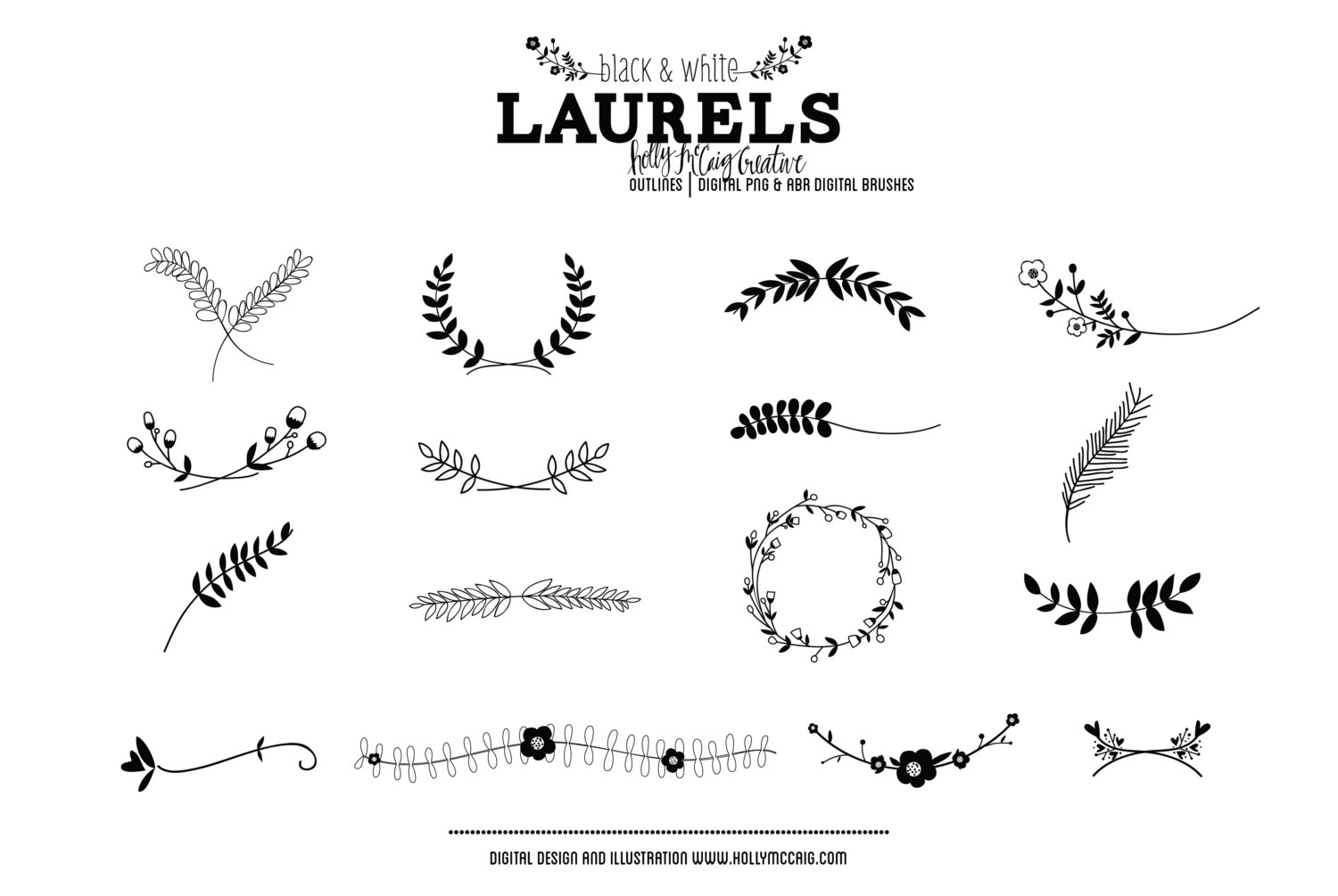 Laurels Digital Stamp Laurel Wreath Clip Art By Hollymccaig