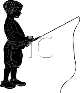 Of A Boy Holding A Fishing Pole   Royalty Free Clipart Picture
