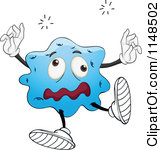 Of A Dizzy Blue Germ Or Virus Mascot Royalty Free Vector Clipart