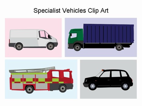 Specialist Transport Vehicles Clip Art Powerpoint Template