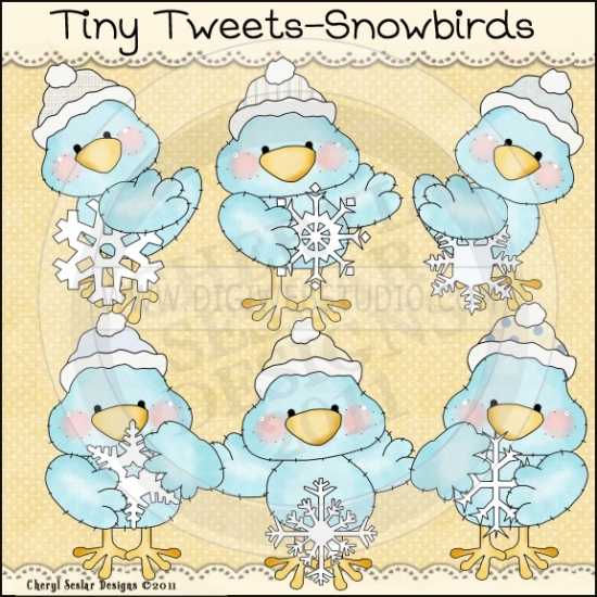 Tiny Tweets Snowbirds 1   Whimsical Clip Art By Cheryl Seslar   Digi