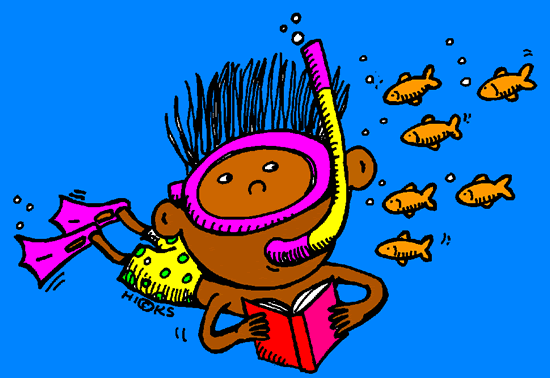 Underwater Reader  In Color    Clip Art Gallery