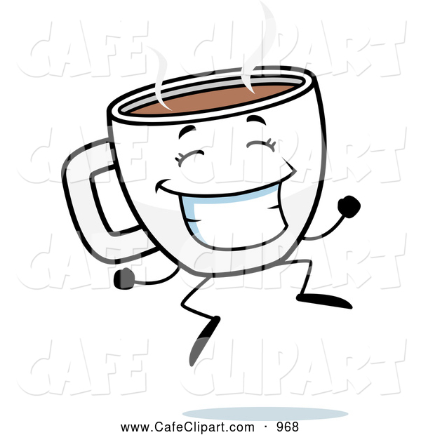 Vector Cartoon Clip Art Of A Happy Grinning Cup Of Coffee Jumping By