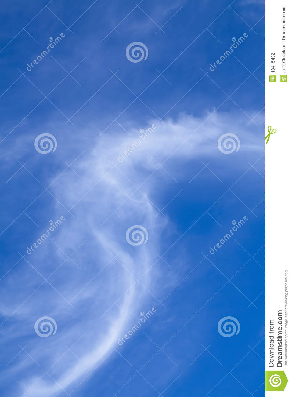 Wispy White Cirrus Cloud Against Blue Sky Stock Photography   Image    