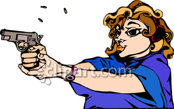 Woman Shooting A Gun   Royalty Free Clipart Picture