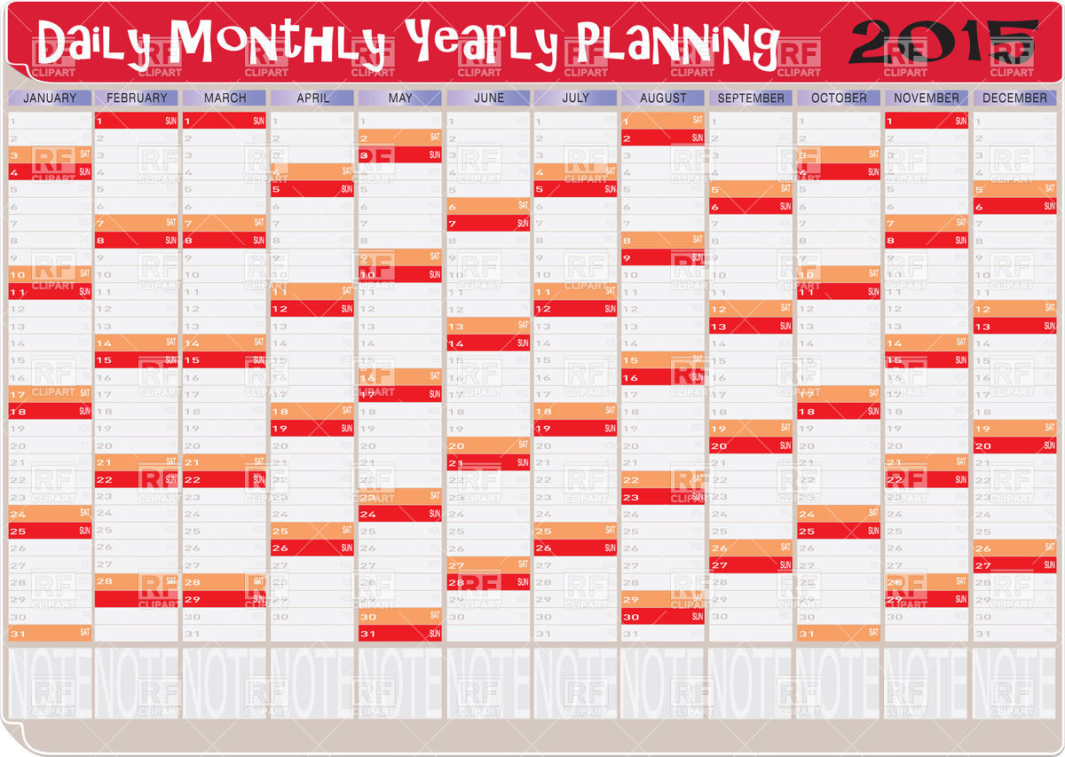 2015 Year Calendar For Daily Planning 38556 Calendars Layouts