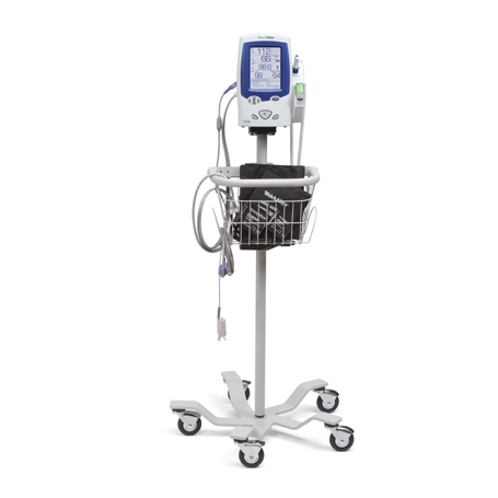 45nt0 E1  Spot Vital Signs Lxi On Mobile Stand With Basket