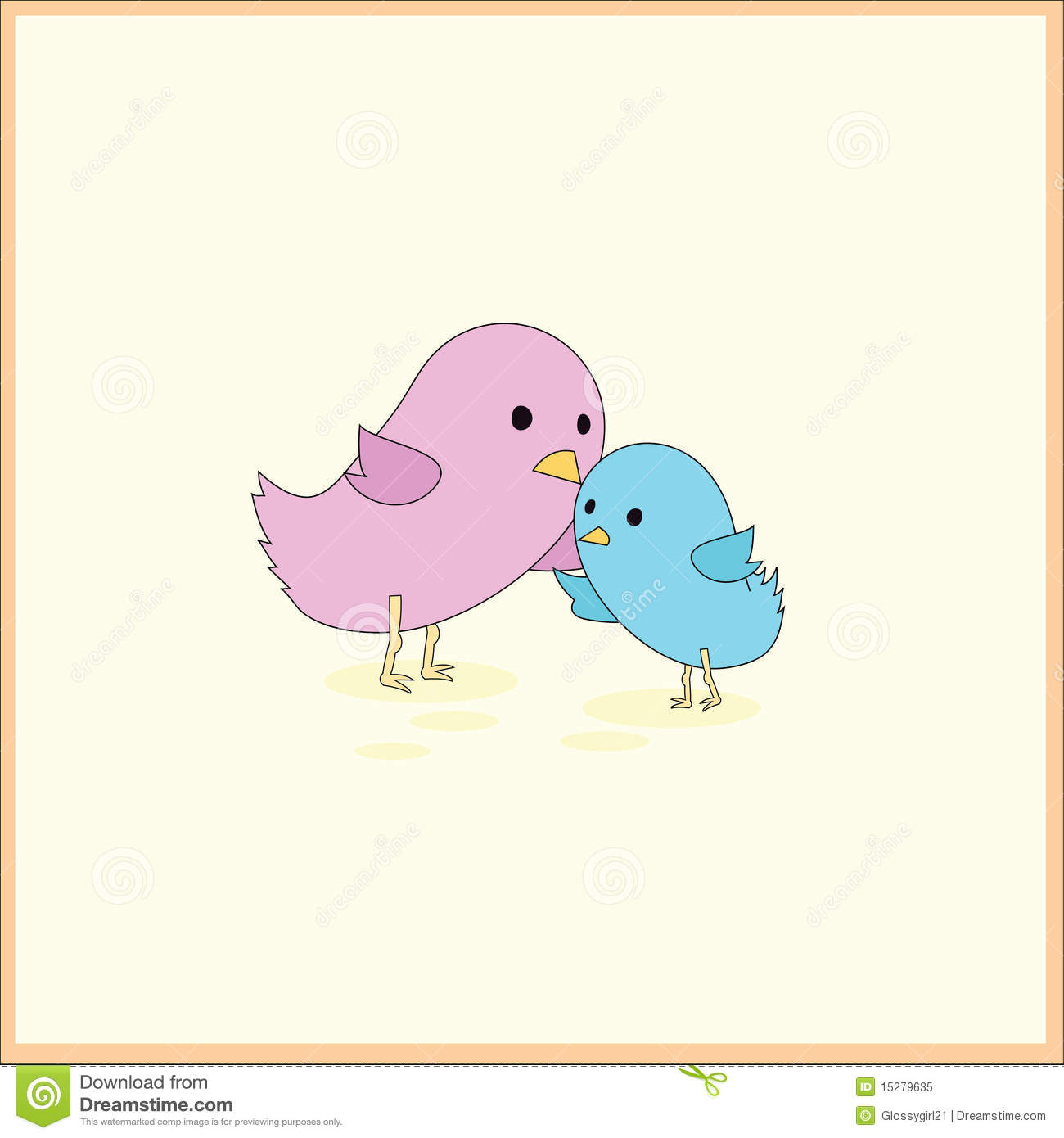 Baby Designs Greeting Cards And Others  One Mother Bird And One Baby