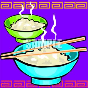 Bowls Of Steamed Rice   Royalty Free Clipart Picture
