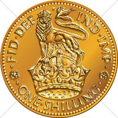 British Coin   One Shilling With The Image Of Heraldic Lion And Crown    