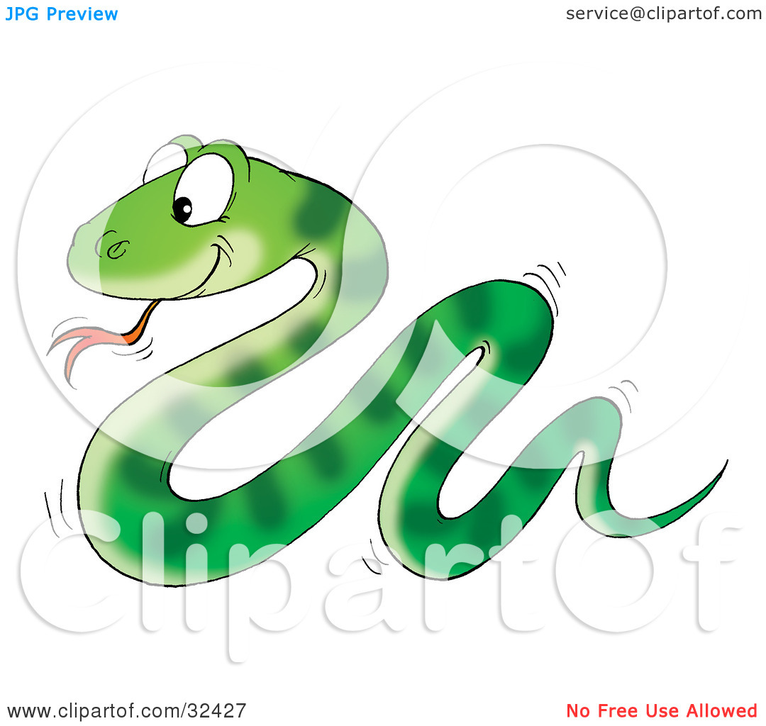 Clipart Illustration Of A Cute Green Snake With Stripe Patterns
