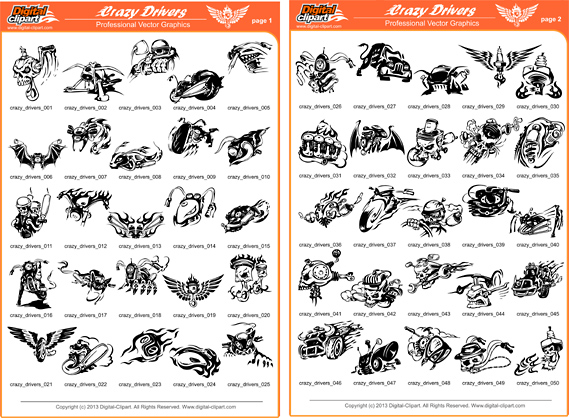 Crazy Drivers   Pdf   Catalog  Cuttable Vector Clipart In Eps And Ai    