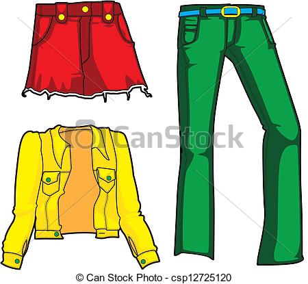 Denim Jacket Skirt And Jeans In    Csp12725120   Search Clipart