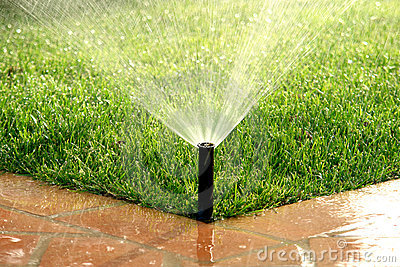 Garden Automatic Irrigation System Watering Lawn Royalty Free Stock