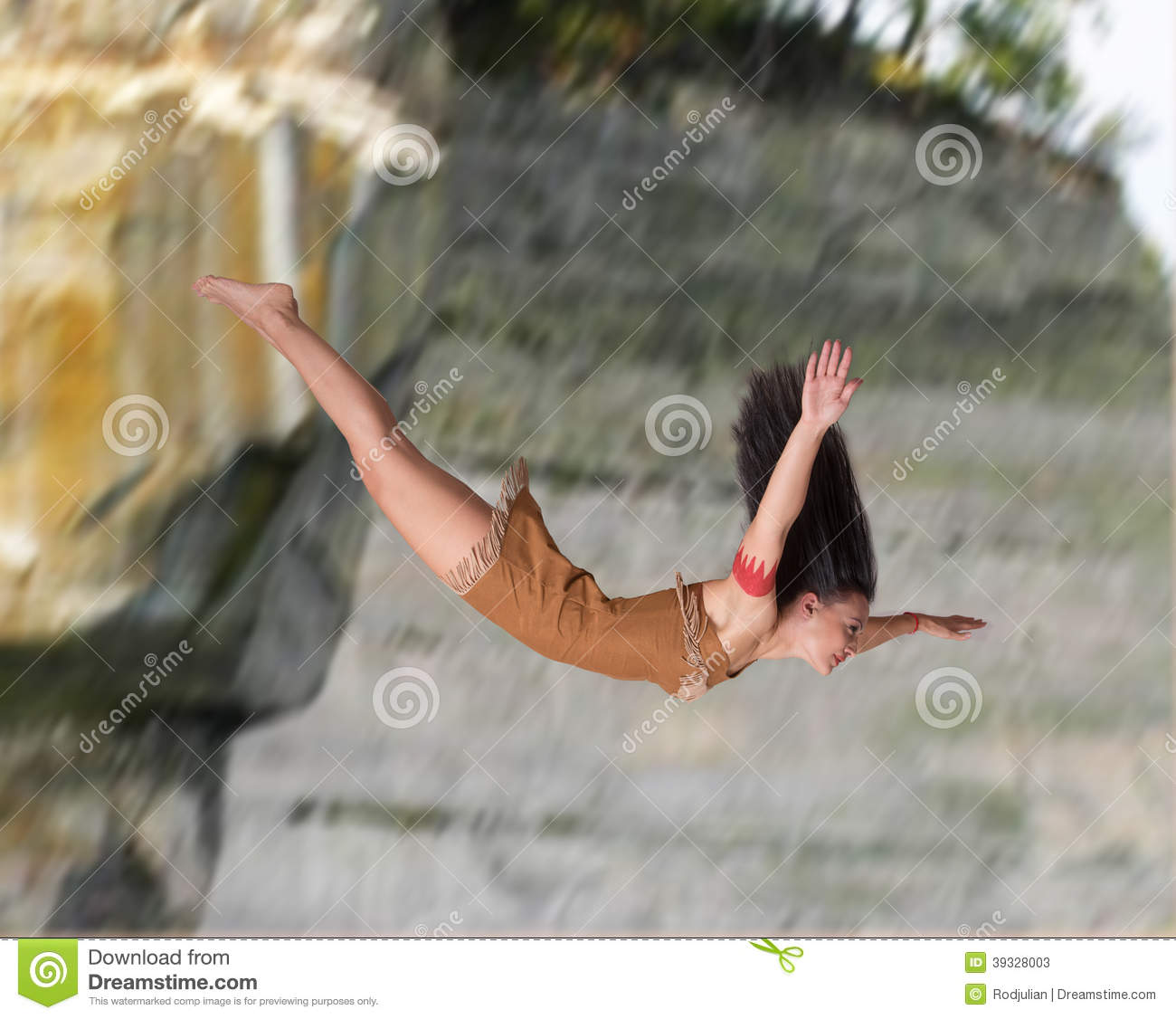 Girl Diving Off A Cliff Stock Photo   Image  39328003