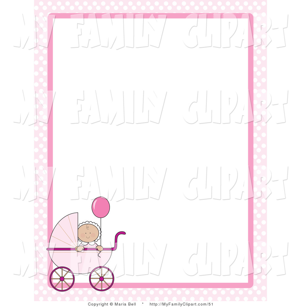    In A Pink Baby Carriage On A Pink And White Checkered Stationery Frame