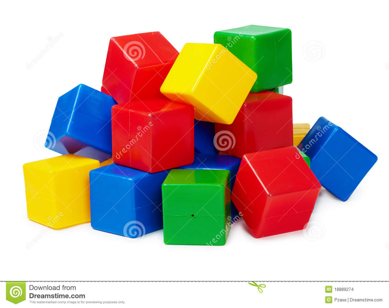 Pile Of Colored Toy Blocks On White Stock Images   Image  18889274