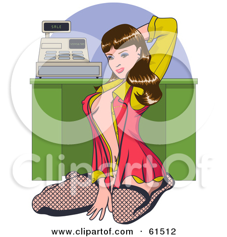 Royalty Free  Rf  Clipart Illustration Of A Bored Brunette Cashier