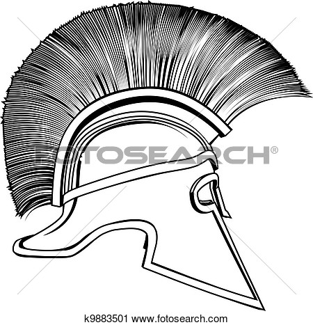 Schwarz Wei  Uralt Griechischer Krieger Helm Gro E Illustration