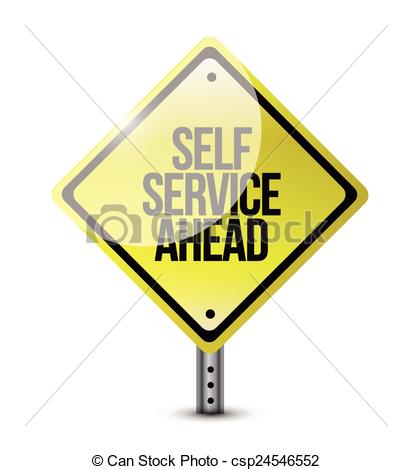 Self Service Ahead Street Sign Illustration Design Over A White