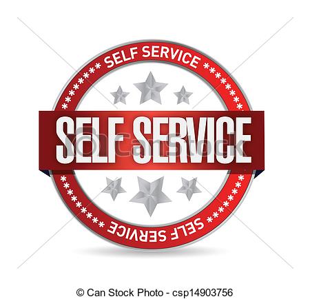 Self Service Seal Stamp Illustration Design Over A White Background