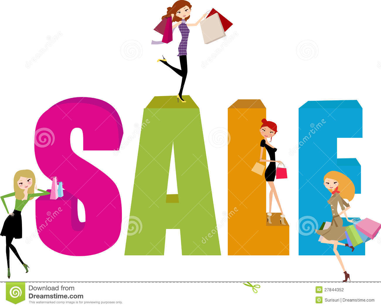 Shopping Girl And Sale Word Stock Photography   Image  27844352