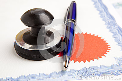Stamp That Is Used By A Notary Public And Signed Document