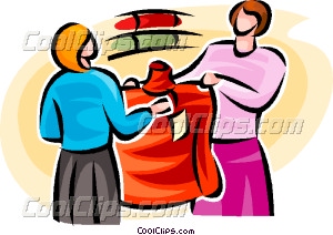 Woman And A Sales Clerk Buying Vector Clip Art