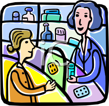 Woman At The Pharmacy   Royalty Free Clipart Image